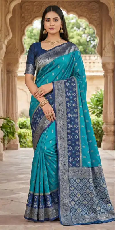 Firozi Pochampalli Silk Zari Work Saree | Sarees, Bollywood Sarees, Creative Sarees, Designer Sarees, Embroidered Sarees, Ethnic Saree, Modern Digital sarees, Party Wear Sarees