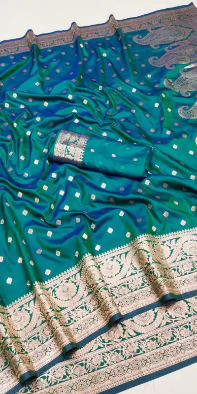 Firozi Soft Banarasi Silk Zari Lace Work Saree | Sarees, Bollywood Sarees, Creative Sarees, Designer Sarees, Embroidered Sarees, Ethnic Saree, Modern Digital sarees, Party Wear Sarees