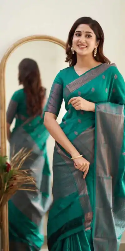 Firozi Soft Lichi Silk Lace Border Saree | Sarees, Bollywood Sarees, Creative Sarees, Designer Sarees, Embroidered Sarees, Ethnic Saree, Modern Digital sarees, Party Wear Sarees