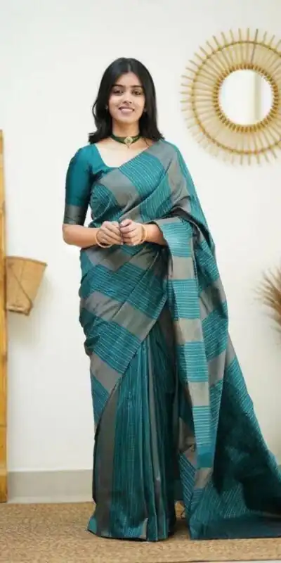 Firozi Soft Lichi Silk Rich Pallu Work Border Saree | Sarees, Bollywood Sarees, Creative Sarees, Designer Sarees, Embroidered Sarees, Ethnic Saree, Modern Digital sarees, Party Wear Sarees