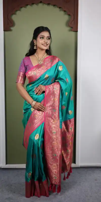 Firozi Soft Paithani Silk Zari Work Lace Saree | Sarees, Bollywood Sarees, Creative Sarees, Designer Sarees, Embroidered Sarees, Ethnic Saree, Modern Digital sarees, Party Wear Sarees