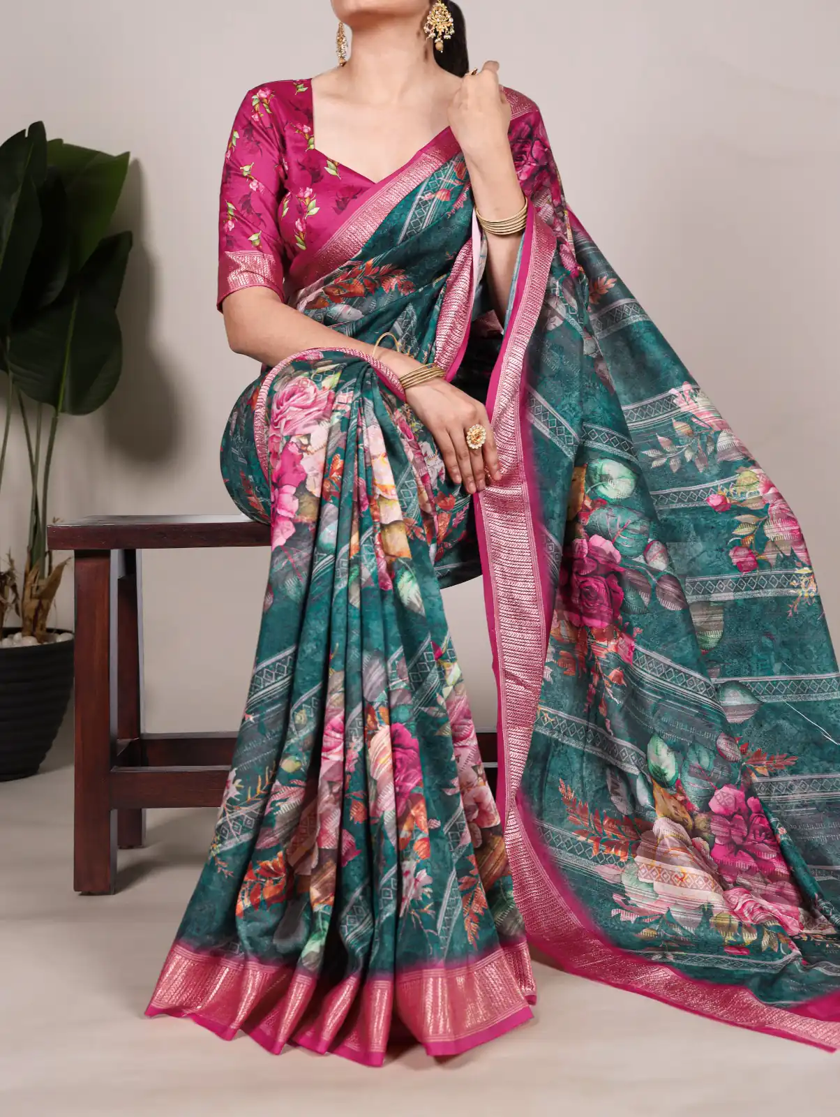 Firozi Tussar Printed Saree | Sarees, Bollywood Sarees, Creative Sarees, Designer Sarees, Embroidered Sarees, Ethnic Saree, Modern Digital sarees, Party Wear Sarees