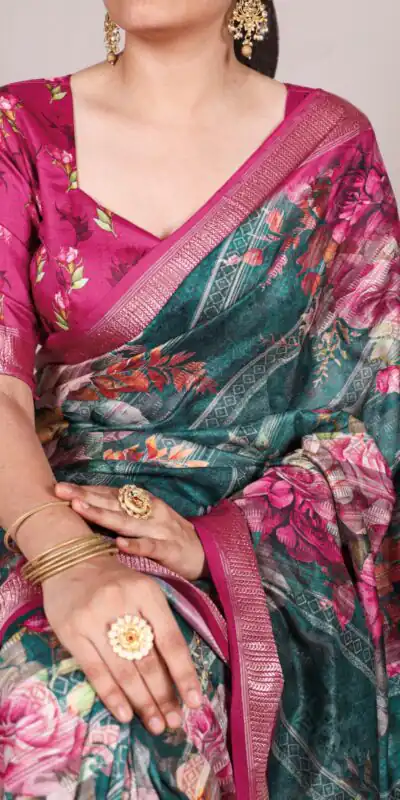 Firozi Tussar Printed Saree | Sarees, Bollywood Sarees, Creative Sarees, Designer Sarees, Embroidered Sarees, Ethnic Saree, Modern Digital sarees, Party Wear Sarees