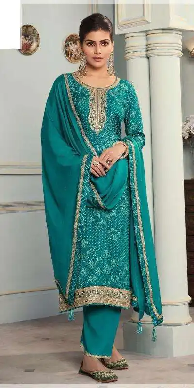 Firozi Viscose Silk Digital Print Salwar Suit | Jump Suits, Salwar suit, Casual Suits, Creative suits, Designer Suits, Palazzo Suits, Party Wear Suits, Patiala Suits, Straight Suits