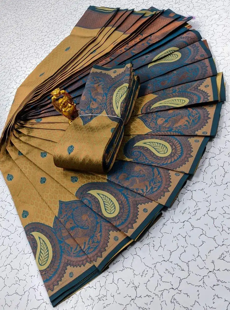 Gold Soft Litchi Silk Contrast Border Weaving Design Saree | Sarees, Bollywood Sarees, Creative Sarees, Designer Sarees, Embroidered Sarees, Ethnic Saree, Modern Digital sarees, Party Wear Sarees