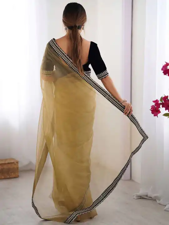 Gold Soft Twil Net Silk Embroidery Work Saree | Sarees, Bollywood Sarees, Creative Sarees, Designer Sarees, Embroidered Sarees, Ethnic Saree, Modern Digital sarees, Party Wear Sarees