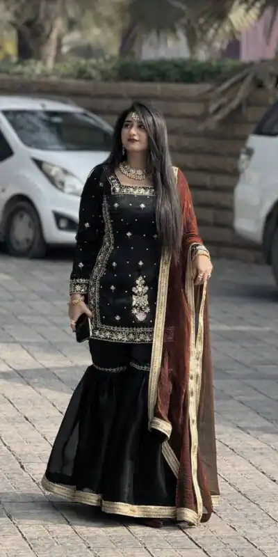 Graceful Black Zimmy Silk Embroider Work Salwar Suit | Jump Suits, Salwar suit, Casual Suits, Creative suits, Designer Suits, Palazzo Suits, Party Wear Suits, Patiala Suits, Straight Suits