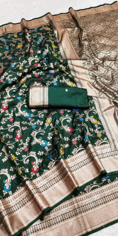 Green Banarasi Silk With Zari Lace Work Saree | Sarees, Bollywood Sarees, Creative Sarees, Designer Sarees, Embroidered Sarees, Ethnic Saree, Modern Digital sarees, Party Wear Sarees