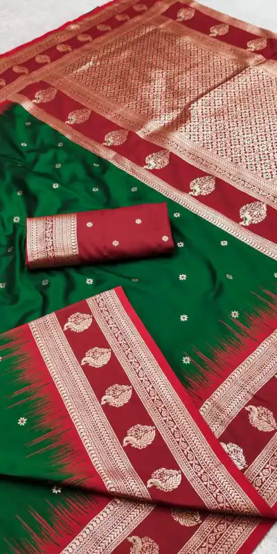 Green Banarasi Silk Zari Lace Work Saree | Sarees, Bollywood Sarees, Creative Sarees, Designer Sarees, Embroidered Sarees, Ethnic Saree, Modern Digital sarees, Party Wear Sarees