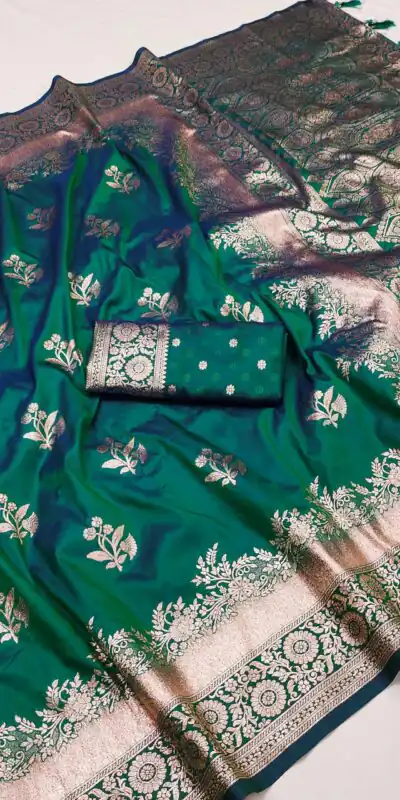 Green Banarasi Silk Zari Lace Work Saree | Sarees, Bollywood Sarees, Creative Sarees, Designer Sarees, Embroidered Sarees, Ethnic Saree, Modern Digital sarees, Party Wear Sarees