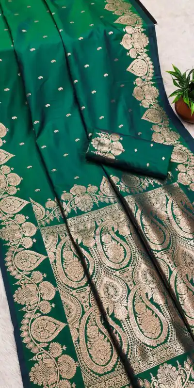 Green Banarasi Silk Zari Work Saree | Sarees, Bollywood Sarees, Creative Sarees, Designer Sarees, Embroidered Sarees, Ethnic Saree, Modern Digital sarees, Party Wear Sarees