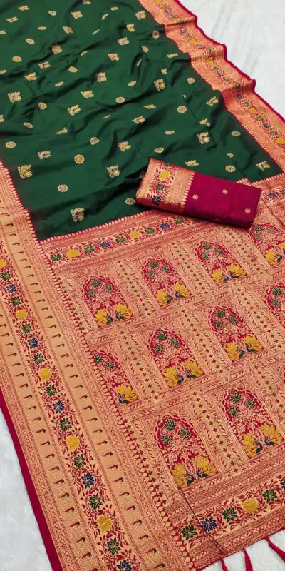 Green Banarasi Silk Zari Work Saree | Sarees, Bollywood Sarees, Creative Sarees, Designer Sarees, Embroidered Sarees, Ethnic Saree, Modern Digital sarees, Party Wear Sarees