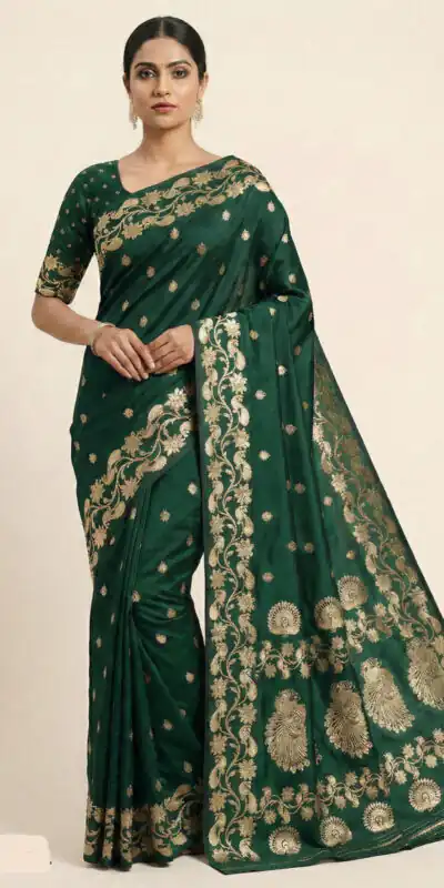 Green Banarasi Soft Zari Lace Work Saree | Sarees, Bollywood Sarees, Creative Sarees, Designer Sarees, Embroidered Sarees, Ethnic Saree, Modern Digital sarees, Party Wear Sarees