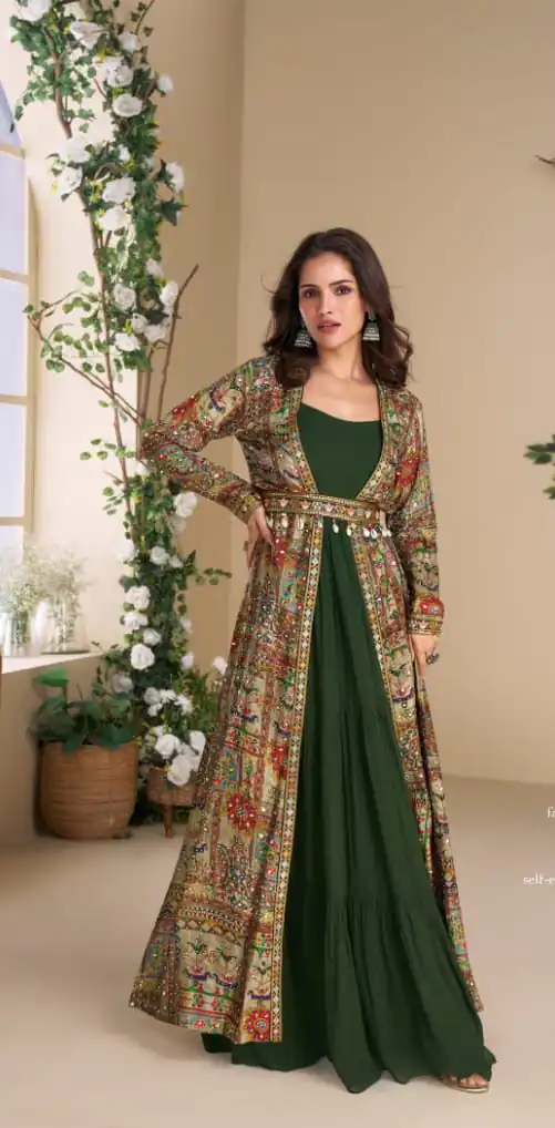 Green Blooming Georgette Mirror Work Embroider Kurti | Kurti, Bollywood Kurti, Creative Kurtis, Designer Kurti, Party Wear Kurti, Selfie Kurti