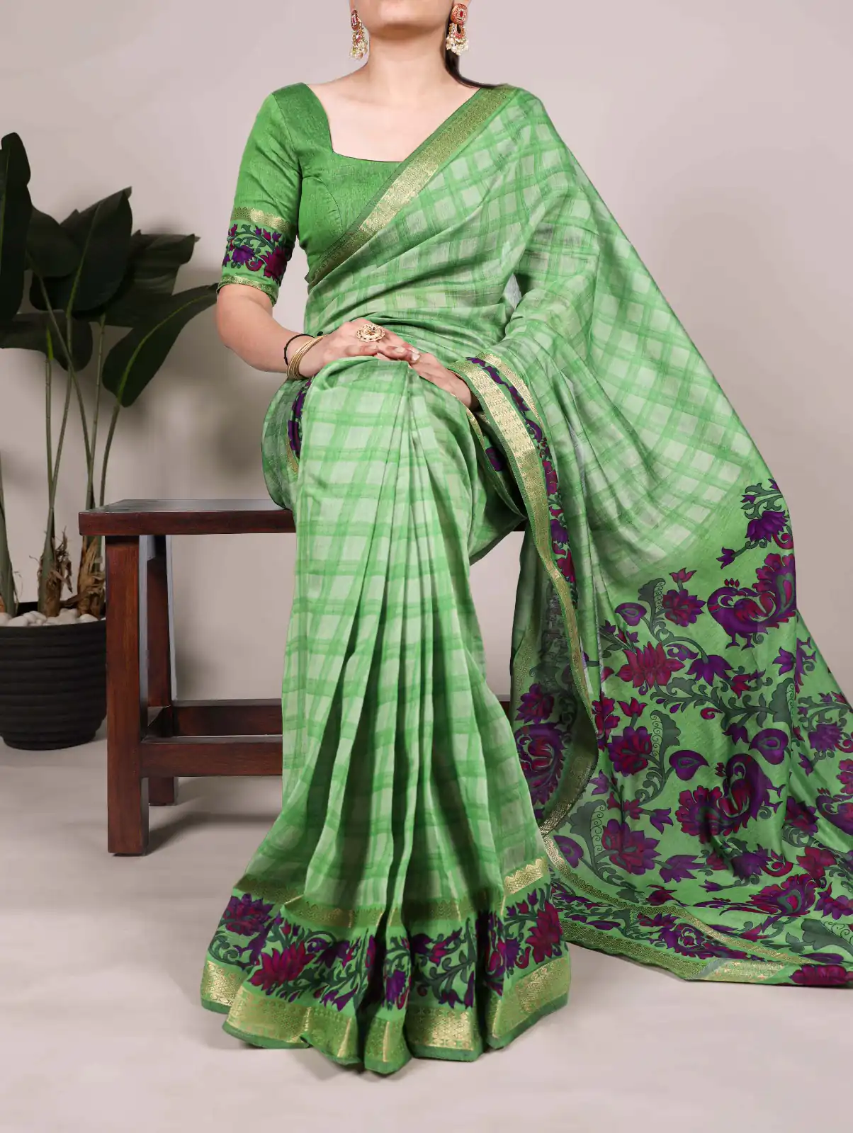 Green Chanderi Printed Saree | Sarees, Bollywood Sarees, Creative Sarees, Designer Sarees, Embroidered Sarees, Ethnic Saree, Modern Digital sarees, Party Wear Sarees