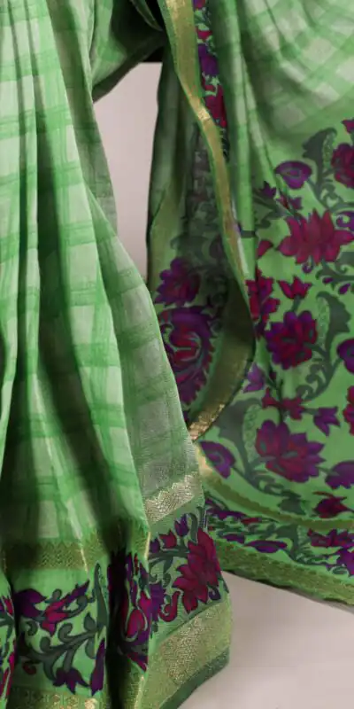 Green Chanderi Printed Saree | Sarees, Bollywood Sarees, Creative Sarees, Designer Sarees, Embroidered Sarees, Ethnic Saree, Modern Digital sarees, Party Wear Sarees