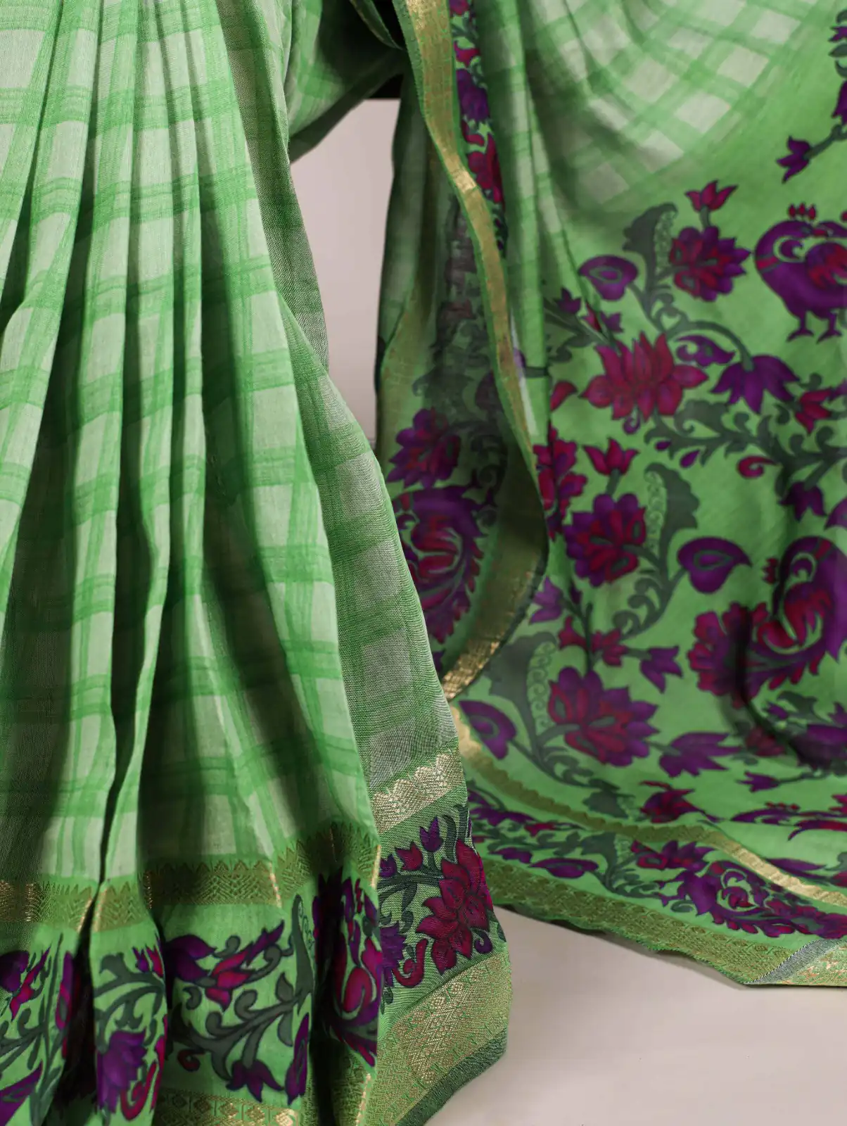 Green Chanderi Printed Saree | Sarees, Bollywood Sarees, Creative Sarees, Designer Sarees, Embroidered Sarees, Ethnic Saree, Modern Digital sarees, Party Wear Sarees