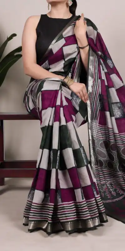 Green Chanderi Printed Saree | Sarees, Bollywood Sarees, Creative Sarees, Designer Sarees, Embroidered Sarees, Ethnic Saree, Modern Digital sarees, Party Wear Sarees