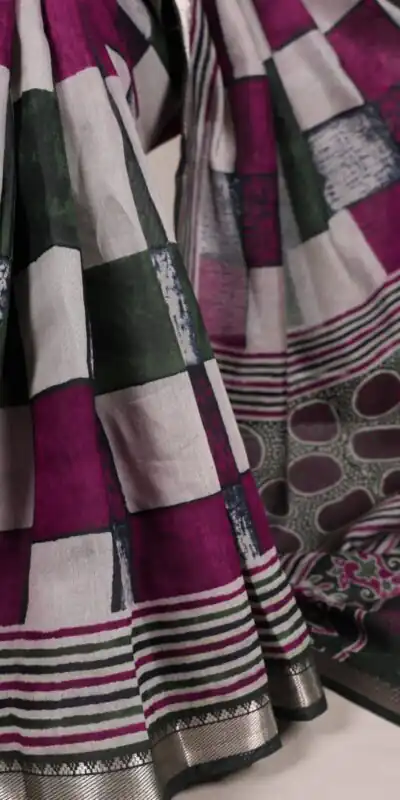 Green Chanderi Printed Saree | Sarees, Bollywood Sarees, Creative Sarees, Designer Sarees, Embroidered Sarees, Ethnic Saree, Modern Digital sarees, Party Wear Sarees