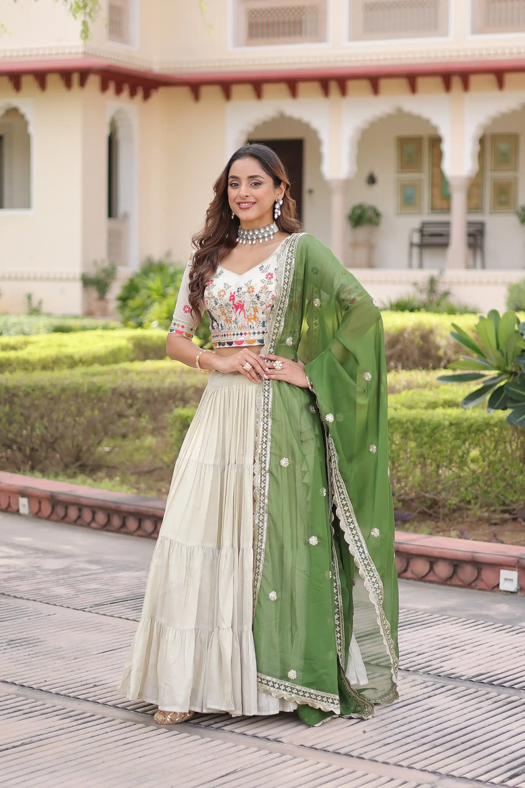 Green Cosmos Silk Embroidery Zari Work Lehenga Choli | Lehenga, Bollywood Lehenga, Creative Lehenga, Designer Lehenga, Embroidered Lehenga, Party Wear Lehenga