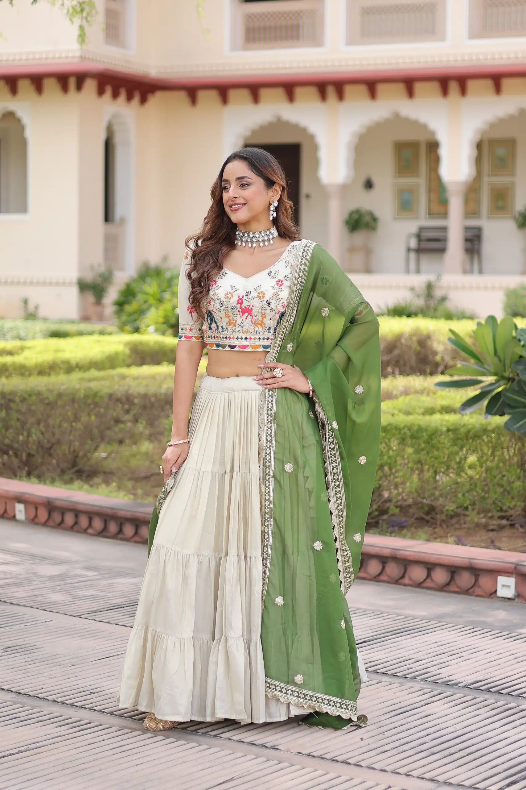 Green Cosmos Silk Embroidery Zari Work Lehenga Choli | Lehenga, Bollywood Lehenga, Creative Lehenga, Designer Lehenga, Embroidered Lehenga, Party Wear Lehenga