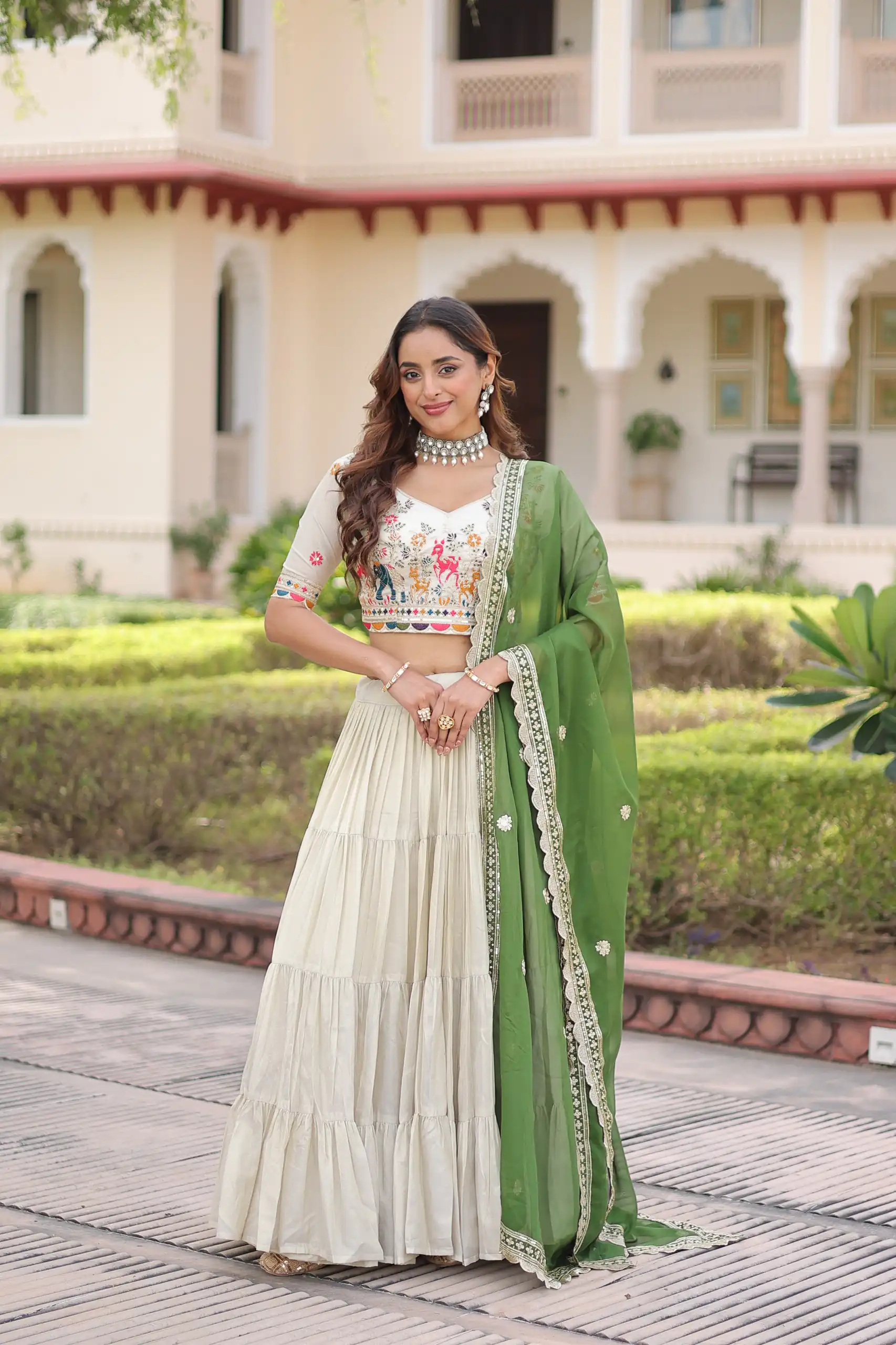 Green Cosmos Silk Embroidery Zari Work Lehenga Choli | Lehenga, Bollywood Lehenga, Creative Lehenga, Designer Lehenga, Embroidered Lehenga, Party Wear Lehenga