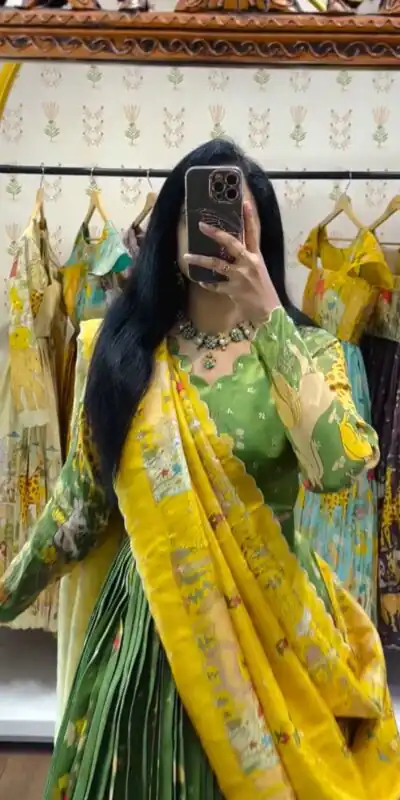 Green Cotton Kalamkari Print Lehenga Choli | Lehenga, Bollywood Lehenga, Creative Lehenga, Designer Lehenga, Embroidered Lehenga, Party Wear Lehenga