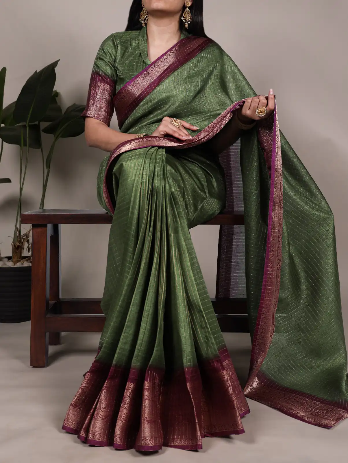 Green Dola Chex Zari Work Saree | Sarees, Bollywood Sarees, Creative Sarees, Designer Sarees, Embroidered Sarees, Ethnic Saree, Modern Digital sarees, Party Wear Sarees