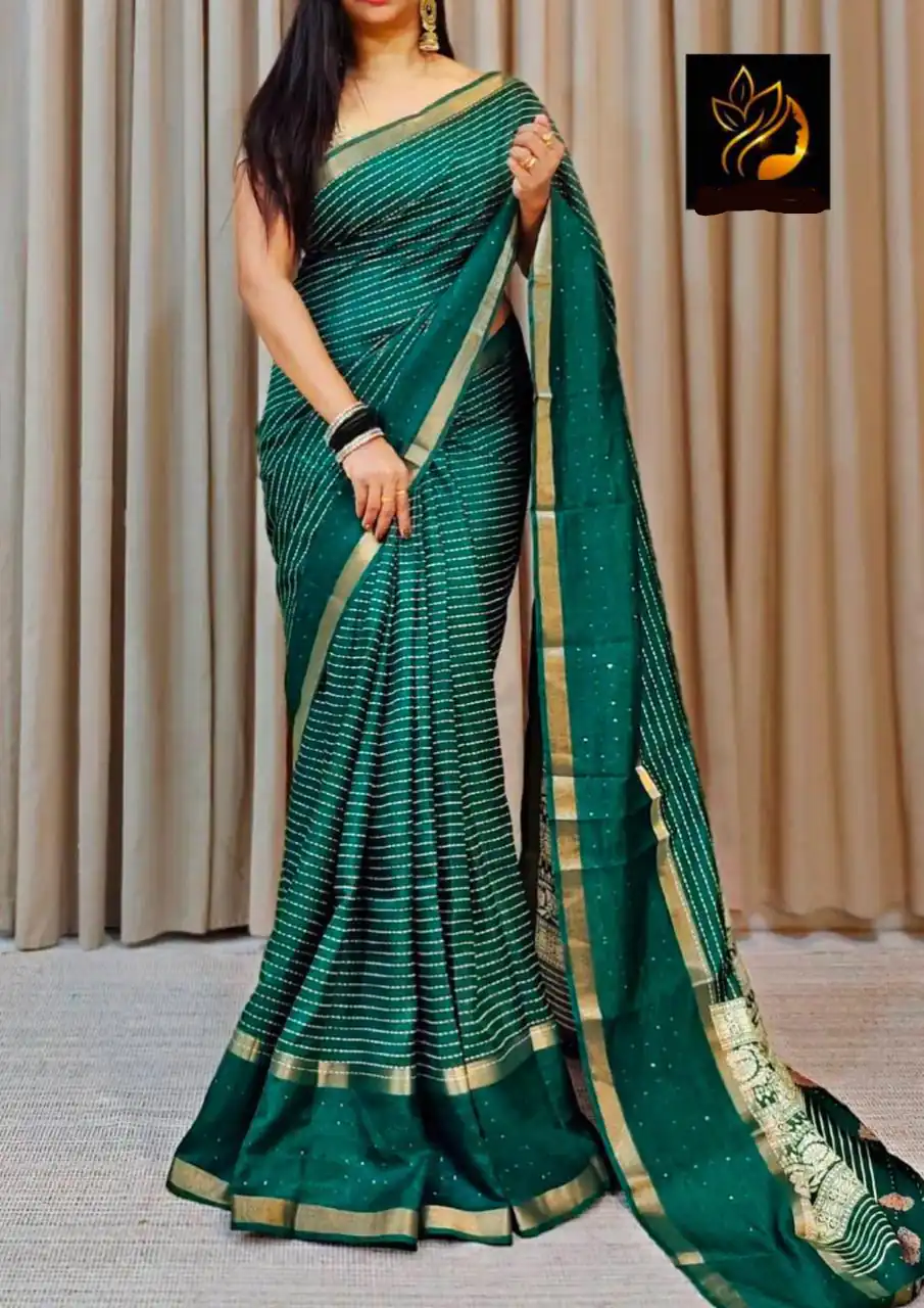 Green Dola Silk Lace Border Sequins Work Saree | Sarees, Bollywood Sarees, Creative Sarees, Designer Sarees, Embroidered Sarees, Ethnic Saree, Modern Digital sarees, Party Wear Sarees