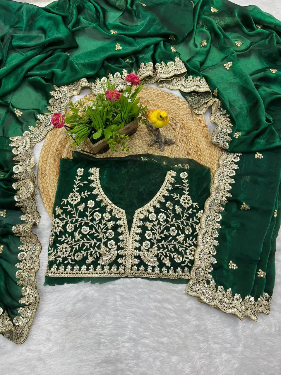 Green Fandy Satin Silk Zari Work Saree | Sarees, Bollywood Sarees, Creative Sarees, Designer Sarees, Embroidered Sarees, Ethnic Saree, Modern Digital sarees, Party Wear Sarees
