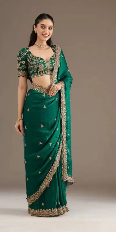 Green Fandy Satin Silk Zari Work Saree | Sarees, Bollywood Sarees, Creative Sarees, Designer Sarees, Embroidered Sarees, Ethnic Saree, Modern Digital sarees, Party Wear Sarees