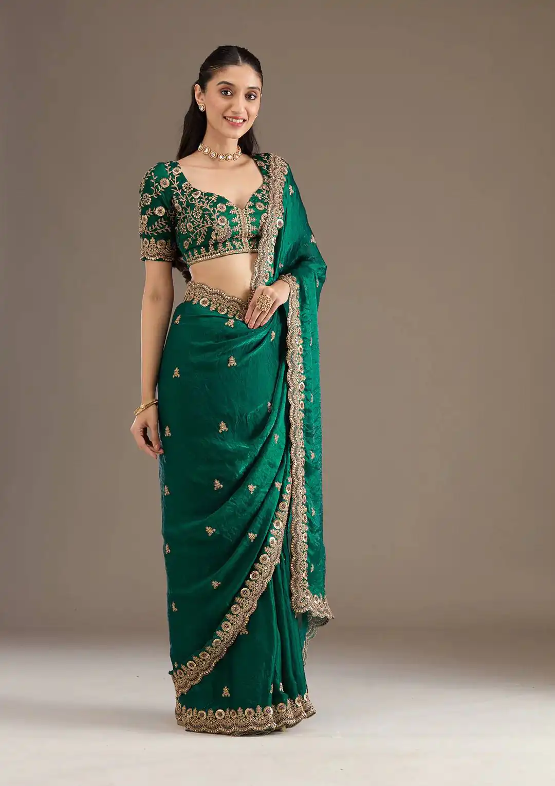 Green Fandy Satin Silk Zari Work Saree | Sarees, Bollywood Sarees, Creative Sarees, Designer Sarees, Embroidered Sarees, Ethnic Saree, Modern Digital sarees, Party Wear Sarees