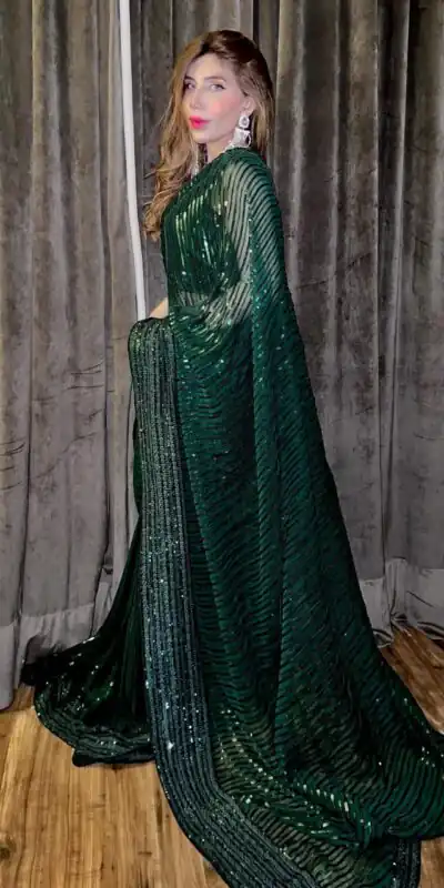 Green Fox Georgette Embroidery Sequence Work Saree | Sarees, Bollywood Sarees, Creative Sarees, Designer Sarees, Embroidered Sarees, Ethnic Saree, Modern Digital sarees, Party Wear Sarees