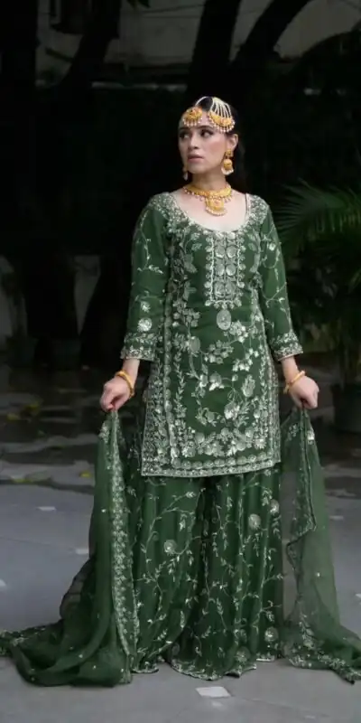 Green Fox Georgette Embroidery Work Salwar Suit | Jump Suits, Salwar suit, Casual Suits, Creative suits, Designer Suits, Palazzo Suits, Party Wear Suits, Patiala Suits, Straight Suits