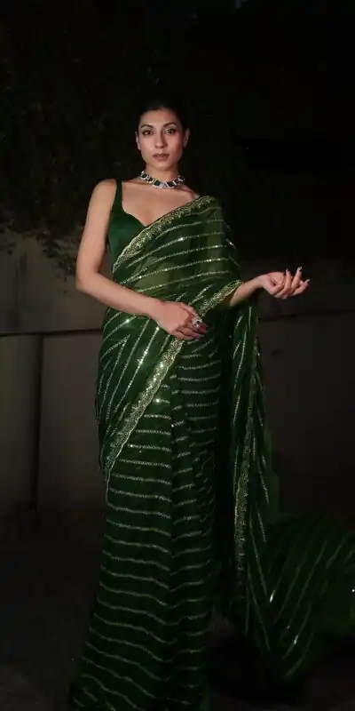 Green Georgette Embroidery Work Saree | Sarees, Bollywood Sarees, Creative Sarees, Designer Sarees, Embroidered Sarees, Ethnic Saree, Modern Digital sarees, Party Wear Sarees