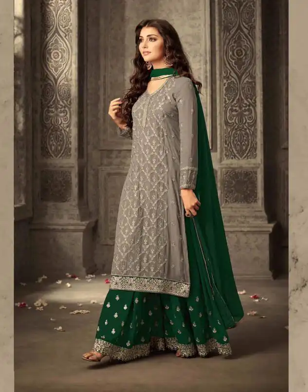 Green Georgette With Embroidery Work With Stone Salwar Suit | Jump Suits, Salwar suit, Casual Suits, Creative suits, Designer Suits, Palazzo Suits, Party Wear Suits, Patiala Suits, Straight Suits