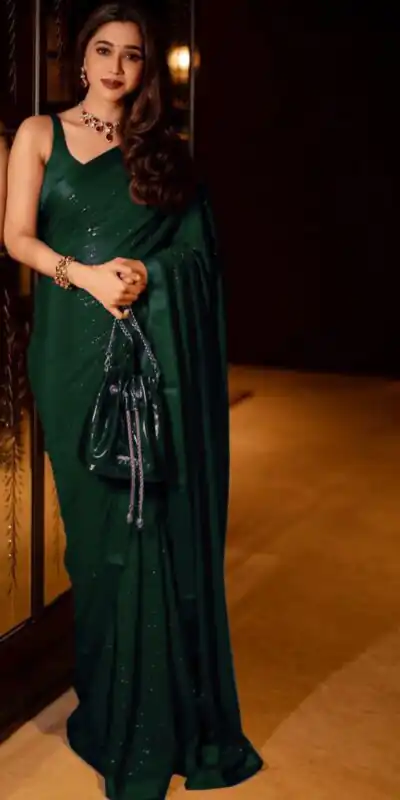 Green Georgette With Sequence Work Saree | Sarees, Bollywood Sarees, Creative Sarees, Designer Sarees, Embroidered Sarees, Ethnic Saree, Modern Digital sarees, Party Wear Sarees