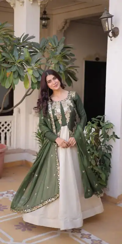 Green Glass Roman Sequins Work Gown | Gowns, Bollywood Gowns, Creative Gowns, Designer Gowns, Embroidered Gowns, Party Wear Gowns