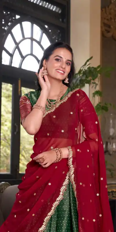 Green Kanchipuram Embroider Lehenga Choli | Lehenga, Bollywood Lehenga, Creative Lehenga, Designer Lehenga, Embroidered Lehenga, Party Wear Lehenga