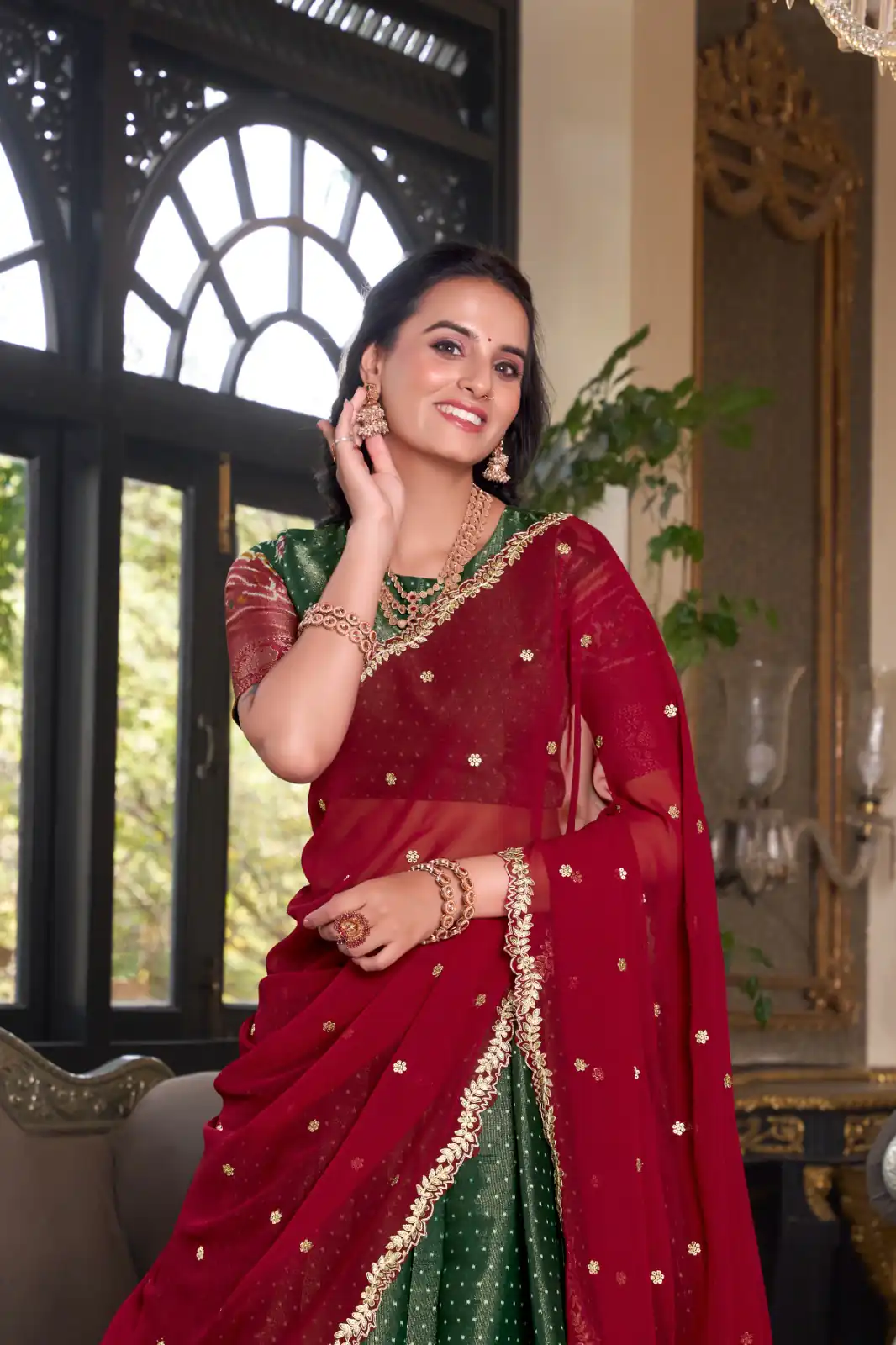 Green Kanchipuram Embroider Lehenga Choli | Lehenga, Bollywood Lehenga, Creative Lehenga, Designer Lehenga, Embroidered Lehenga, Party Wear Lehenga