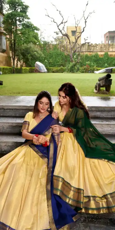 Green Kanchipuram Zari Lace Work Lehenga Choli | Lehenga, Bollywood Lehenga, Creative Lehenga, Designer Lehenga, Embroidered Lehenga, Party Wear Lehenga