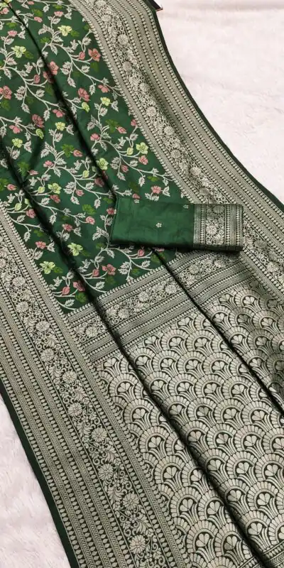 Green Khaddi Pashmina Zari Work Saree | Sarees, Bollywood Sarees, Creative Sarees, Designer Sarees, Embroidered Sarees, Ethnic Saree, Modern Digital sarees, Party Wear Sarees
