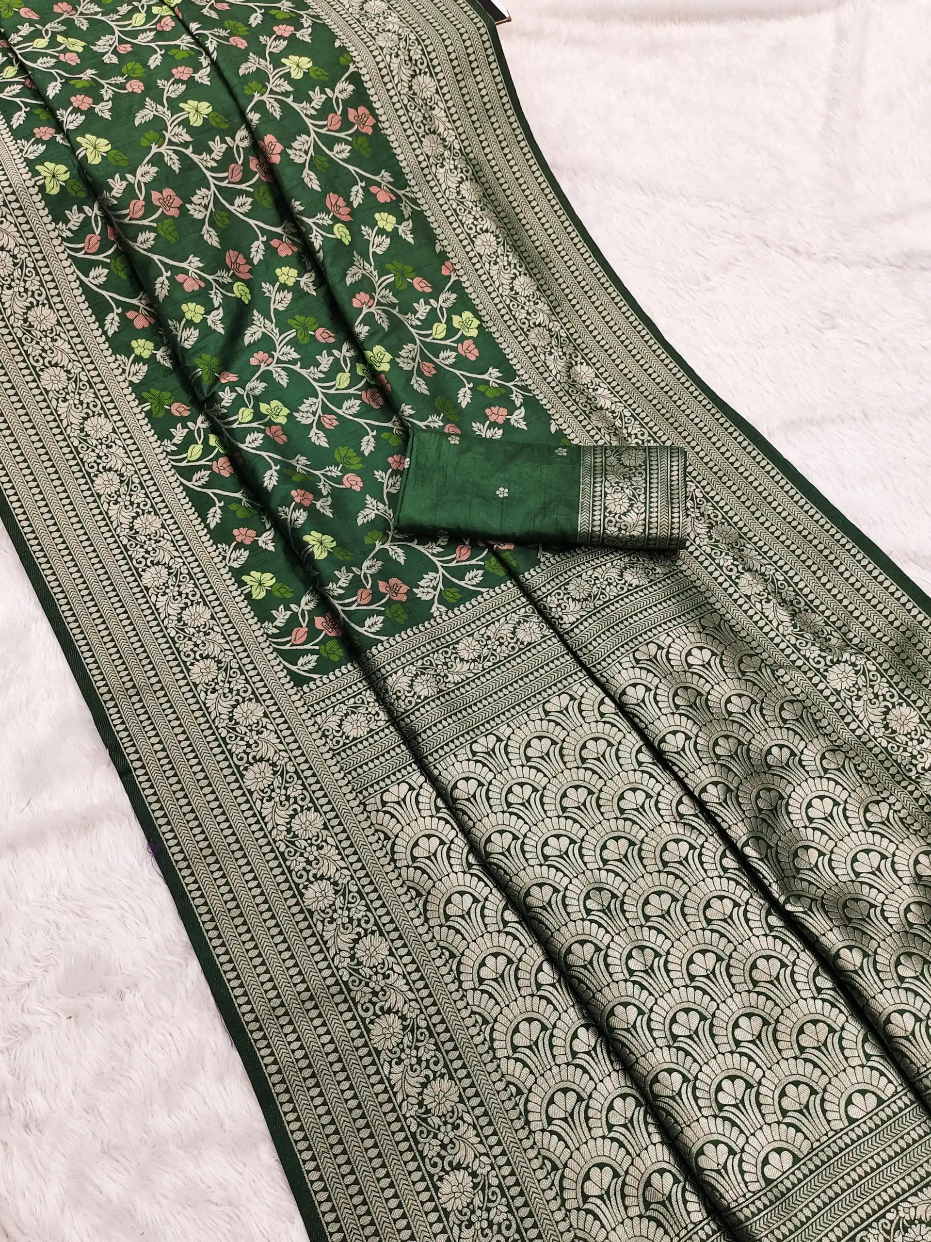 Green Khaddi Pashmina Zari Work Saree | Sarees, Bollywood Sarees, Creative Sarees, Designer Sarees, Embroidered Sarees, Ethnic Saree, Modern Digital sarees, Party Wear Sarees