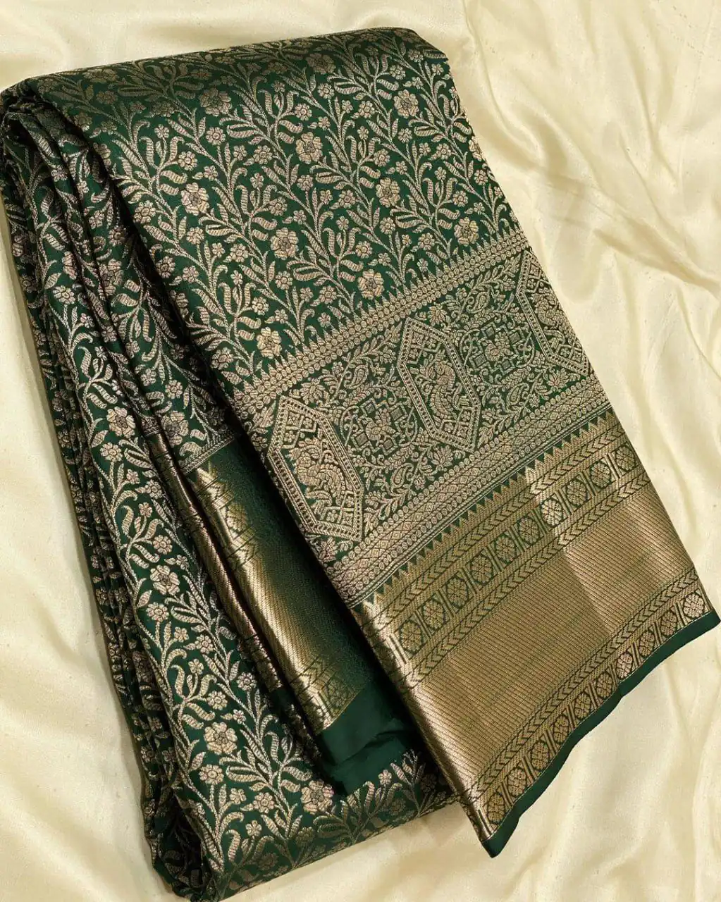 Green Lichi Silk All Over Border Work Saree | Sarees, Bollywood Sarees, Creative Sarees, Designer Sarees, Embroidered Sarees, Ethnic Saree, Modern Digital sarees, Party Wear Sarees
