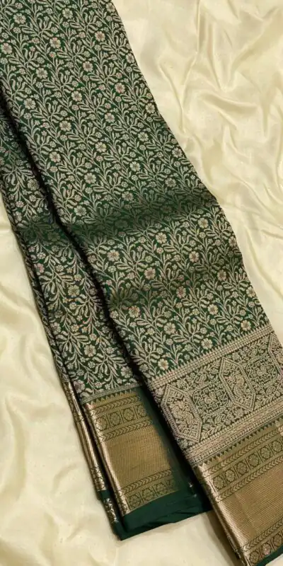 Green Lichi Silk All Over Border Work Saree | Sarees, Bollywood Sarees, Creative Sarees, Designer Sarees, Embroidered Sarees, Ethnic Saree, Modern Digital sarees, Party Wear Sarees