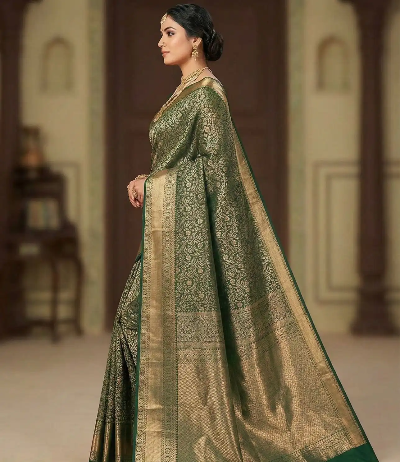 Green Lichi Silk All Over Border Work Saree | Sarees, Bollywood Sarees, Creative Sarees, Designer Sarees, Embroidered Sarees, Ethnic Saree, Modern Digital sarees, Party Wear Sarees