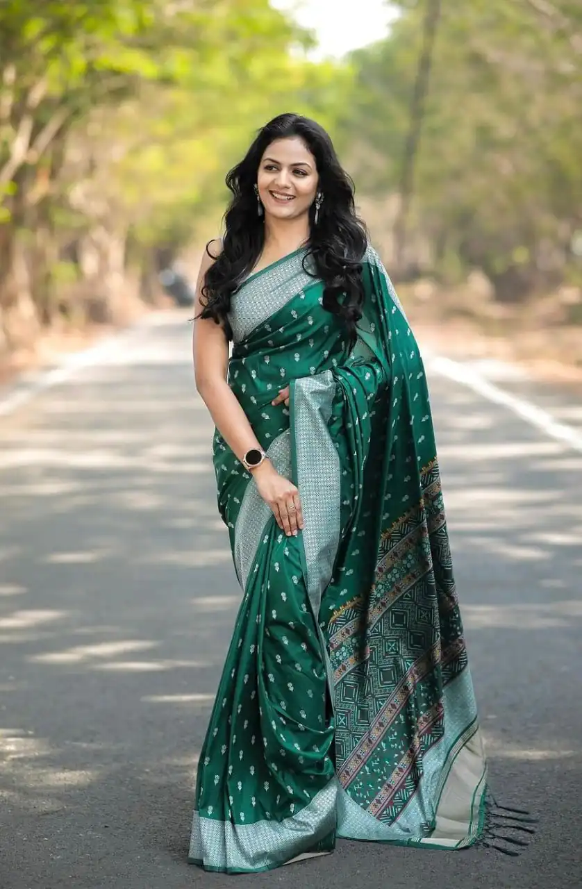 Green Lichi Silk Border Lace Work Saree | Sarees, Bollywood Sarees, Creative Sarees, Designer Sarees, Embroidered Sarees, Ethnic Saree, Modern Digital sarees, Party Wear Sarees