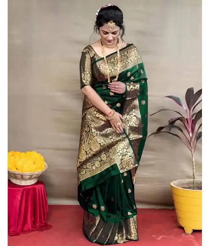 Green Lichi Silk Border Work Saree | Sarees, Bollywood Sarees, Creative Sarees, Designer Sarees, Embroidered Sarees, Ethnic Saree, Modern Digital sarees, Party Wear Sarees