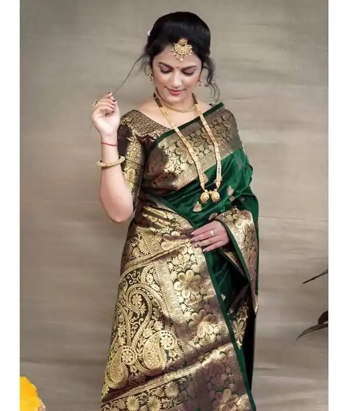 Green Lichi Silk Border Work Saree | Sarees, Bollywood Sarees, Creative Sarees, Designer Sarees, Embroidered Sarees, Ethnic Saree, Modern Digital sarees, Party Wear Sarees