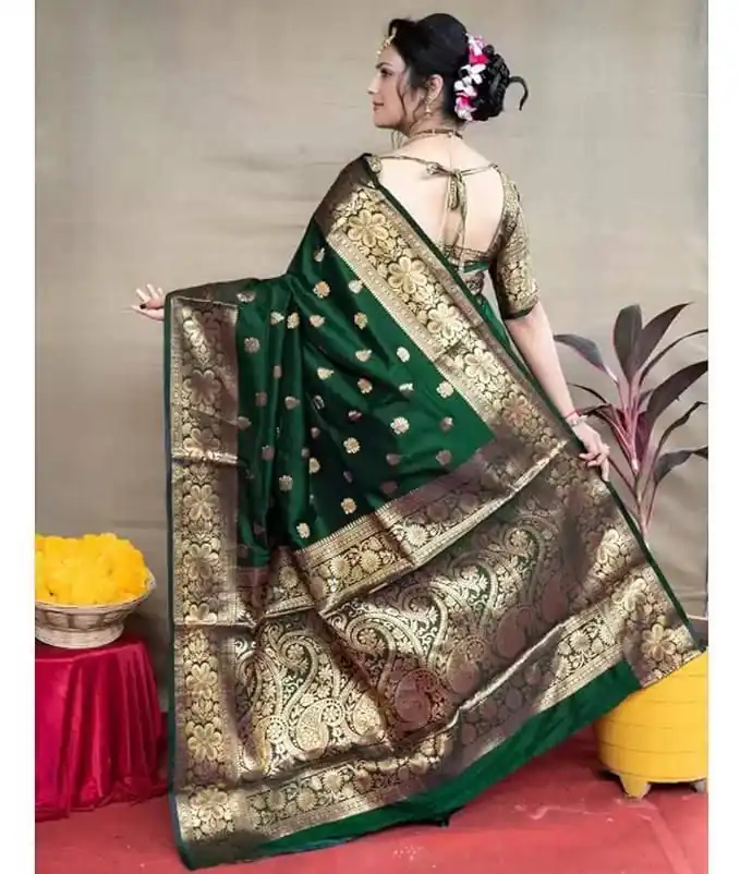 Green Lichi Silk Border Work Saree | Sarees, Bollywood Sarees, Creative Sarees, Designer Sarees, Embroidered Sarees, Ethnic Saree, Modern Digital sarees, Party Wear Sarees